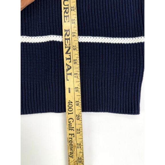 Vince Racked Rib Cotton Stripe in Coastal/Optic White Size L - Picture 7 of 9